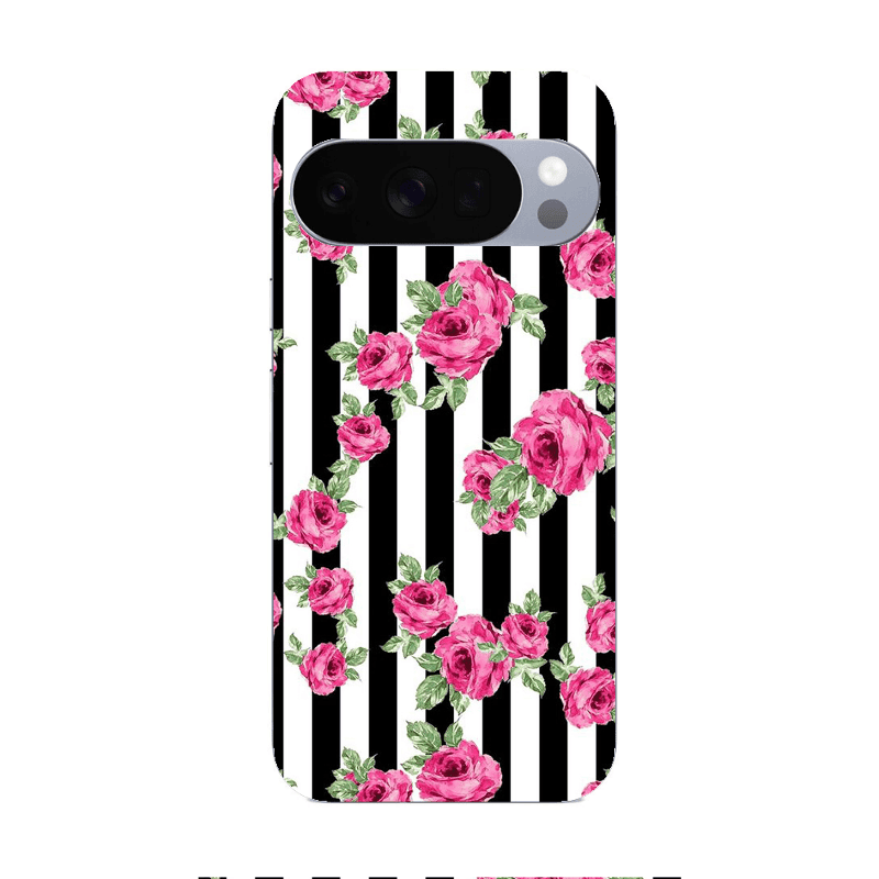 Google Pixel 10 Pro Roses and black line Transparent Silicone TPU Θήκη